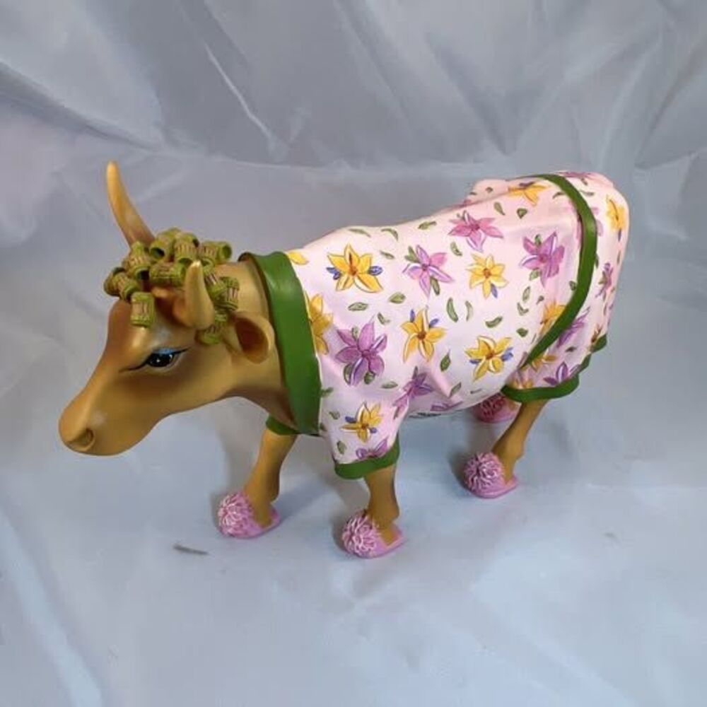 CowParade 'The Early Show' #9129 -- Cow in Housecoat, Slippers & Hair Curlers, 2